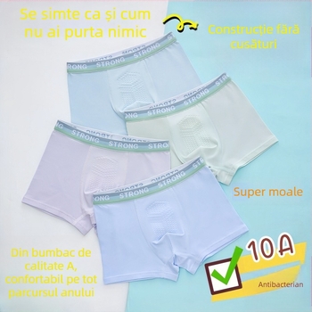 Guoyoubi boxeri din bumbac pentru copii, fără cusături în zona inghinală, antibacteriali 10a, respirabili, pentru copii 3–8 ani (100–140 cm), Iarnă 2024