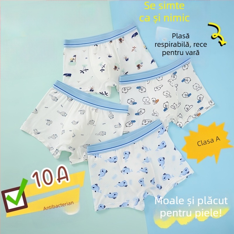 Guoyoubi boxeri din bumbac pentru copii, fără cusături în zona inghinală, antibacteriali 10a, respirabili, pentru copii 3–8 ani (100–140 cm), Iarnă 2024