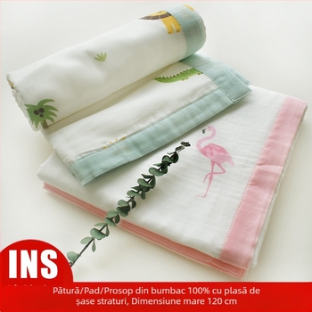 Prosop de înfășat pentru bebeluși — șase straturi de muselină din bumbac 100% — toate sezoanele, pentru nou-născuți