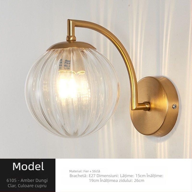 Lampa de perete, stil Nordic, abajur din sticlă, LED, 85-265V