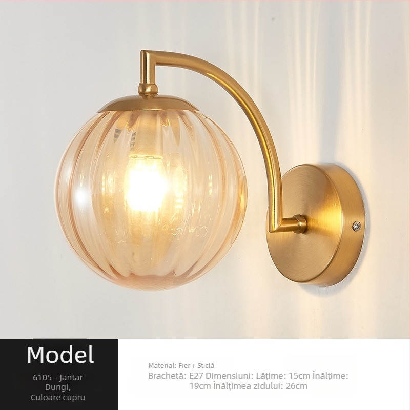 Lampa de perete, stil Nordic, abajur din sticlă, LED, 85-265V
