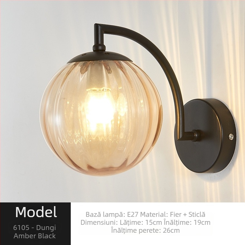 Lampa de perete, stil Nordic, abajur din sticlă, LED, 85-265V