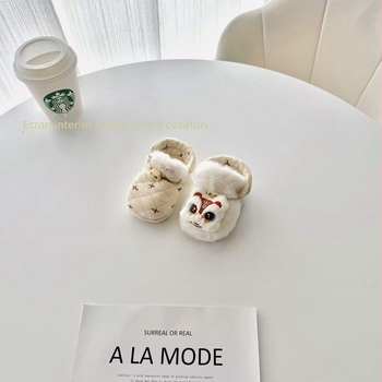 Pantofi bebeluși toamna–iarna, unisex, pentru sugari, încălțăminte pentru mers, talpă din bumbac, partea superioară din microfibră, model cu desene animate, potriviți pentru 6–12 luni