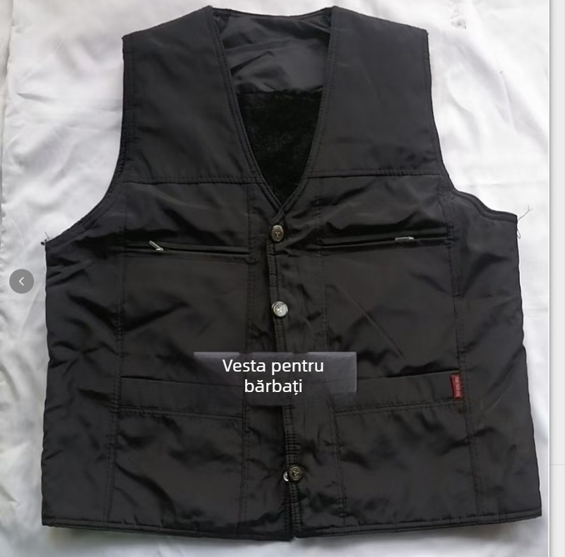 Vestă damă pentru exterior, decolteu în V, lungime scurtă, croială în formă A, fermoar, umplutură poliester