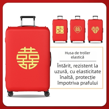 Husă de protecție pentru valiză de nuntă, Velcro închidere, poliester, roți universale, model text, stil minimalist lux liniștit