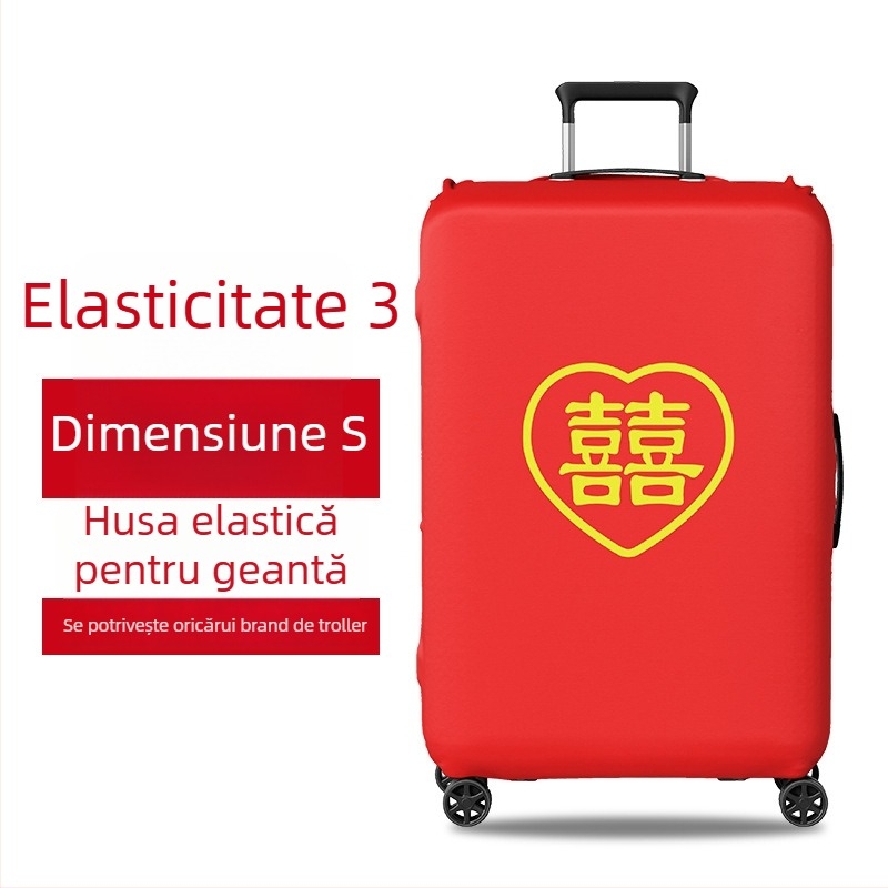 Husă de protecție pentru valiză de nuntă, Velcro închidere, poliester, roți universale, model text, stil minimalist lux liniștit