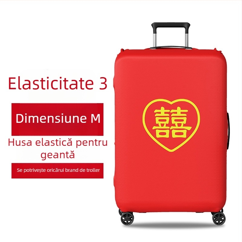 Husă de protecție pentru valiză de nuntă, Velcro închidere, poliester, roți universale, model text, stil minimalist lux liniștit