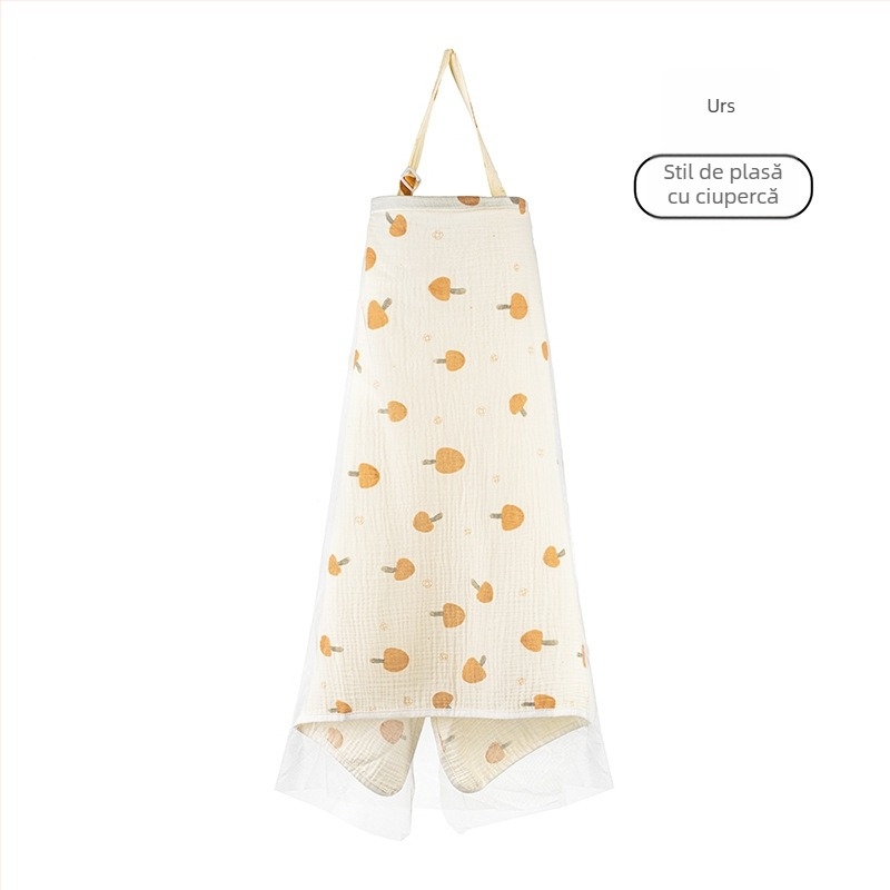 Acoperământ de alăptat din bumbac, cu dantelă și șnur, stil casual, fără mâneci, pentru toate anotimpurile