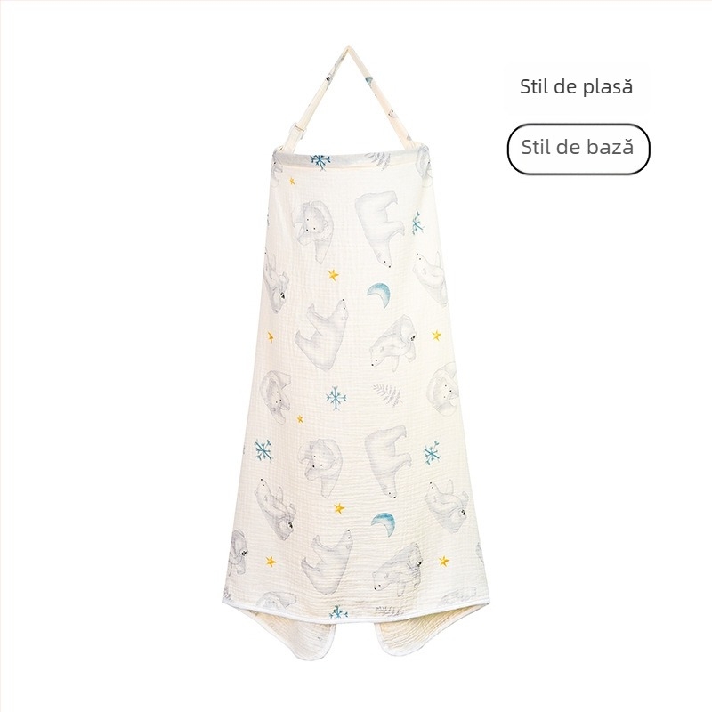 Acoperământ de alăptat din bumbac, cu dantelă și șnur, stil casual, fără mâneci, pentru toate anotimpurile