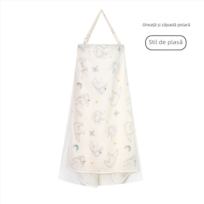 Acoperământ de alăptat din bumbac, cu dantelă și șnur, stil casual, fără mâneci, pentru toate anotimpurile