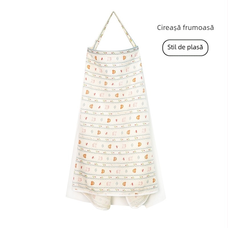 Acoperământ de alăptat din bumbac, cu dantelă și șnur, stil casual, fără mâneci, pentru toate anotimpurile