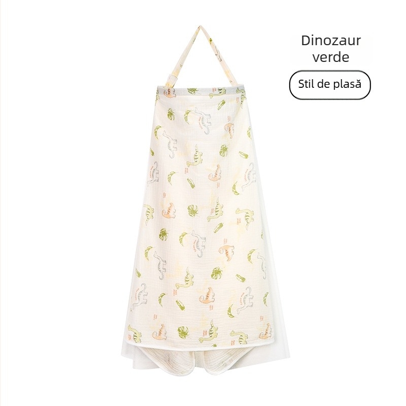 Acoperământ de alăptat din bumbac, cu dantelă și șnur, stil casual, fără mâneci, pentru toate anotimpurile