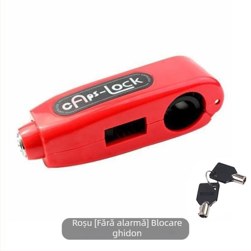 Încuietoare pentru ghidon cu alarmă – model Classic; material aliaj de aluminiu / cupru; compatibil cu vehicule electrice, motociclete și tricicluri; greutate 0.2 kg