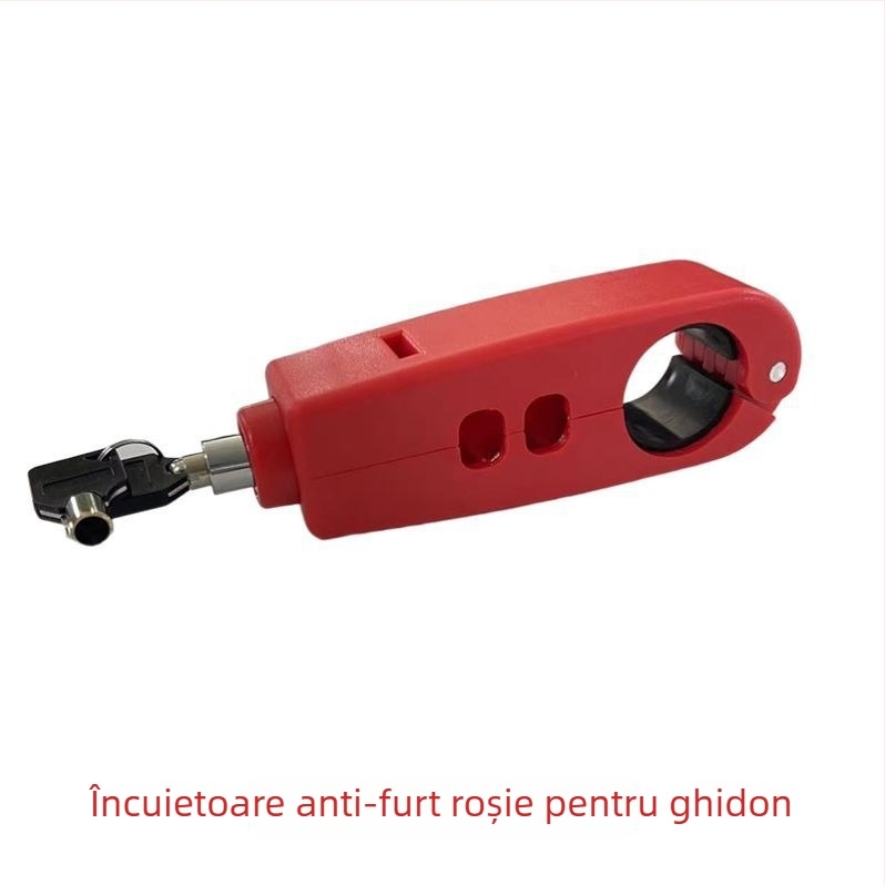 Încuietoare pentru ghidon cu alarmă – model Classic; material aliaj de aluminiu / cupru; compatibil cu vehicule electrice, motociclete și tricicluri; greutate 0.2 kg