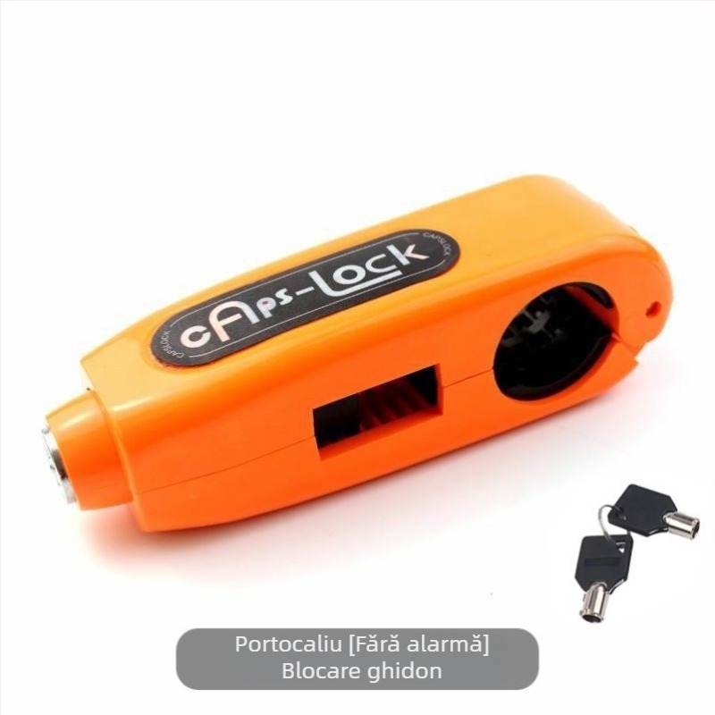 Încuietoare pentru ghidon cu alarmă – model Classic; material aliaj de aluminiu / cupru; compatibil cu vehicule electrice, motociclete și tricicluri; greutate 0.2 kg
