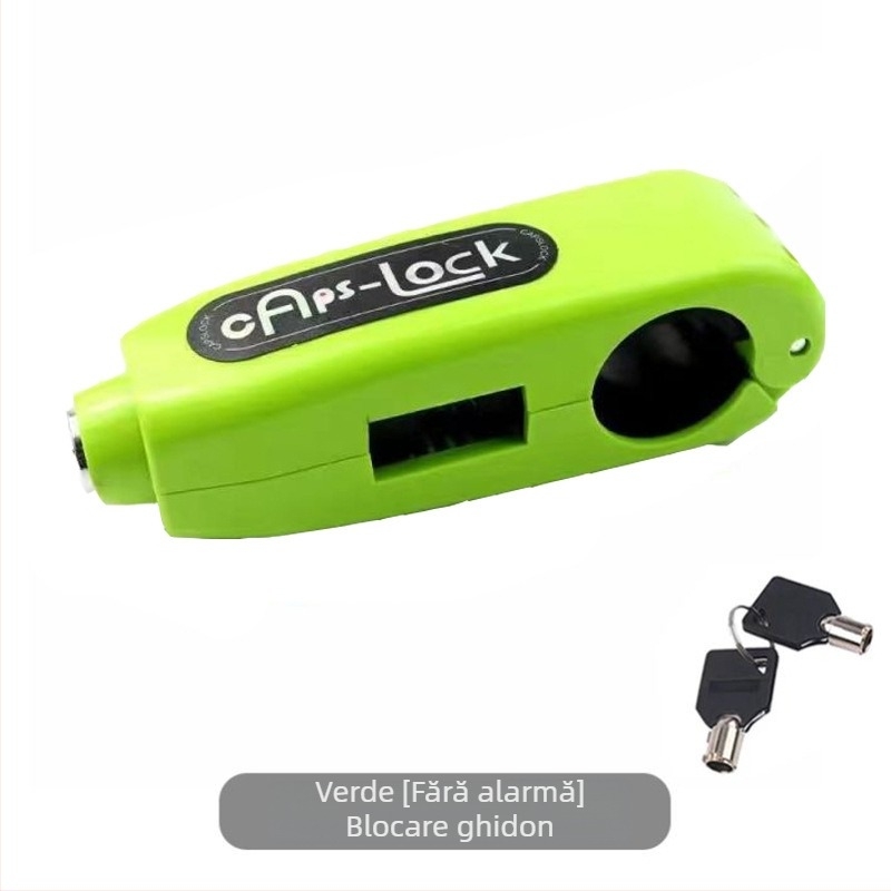 Încuietoare pentru ghidon cu alarmă – model Classic; material aliaj de aluminiu / cupru; compatibil cu vehicule electrice, motociclete și tricicluri; greutate 0.2 kg