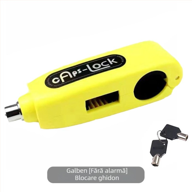 Încuietoare pentru ghidon cu alarmă – model Classic; material aliaj de aluminiu / cupru; compatibil cu vehicule electrice, motociclete și tricicluri; greutate 0.2 kg