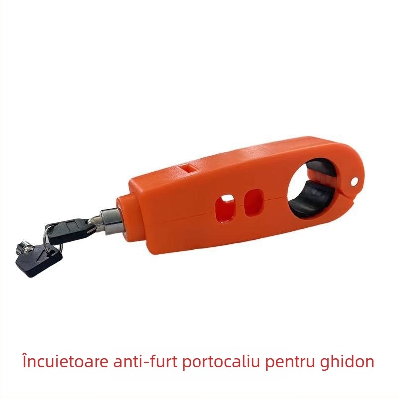 Încuietoare pentru ghidon cu alarmă – model Classic; material aliaj de aluminiu / cupru; compatibil cu vehicule electrice, motociclete și tricicluri; greutate 0.2 kg