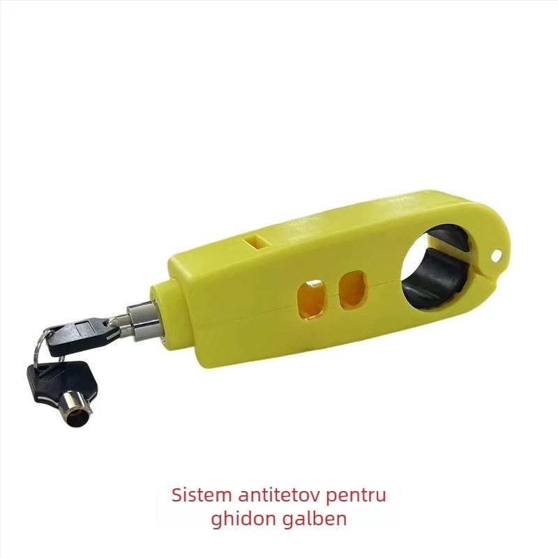 Încuietoare pentru ghidon cu alarmă – model Classic; material aliaj de aluminiu / cupru; compatibil cu vehicule electrice, motociclete și tricicluri; greutate 0.2 kg