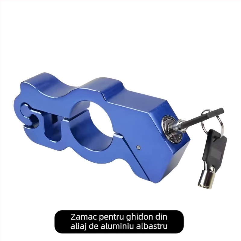 Încuietoare pentru ghidon cu alarmă – model Classic; material aliaj de aluminiu / cupru; compatibil cu vehicule electrice, motociclete și tricicluri; greutate 0.2 kg