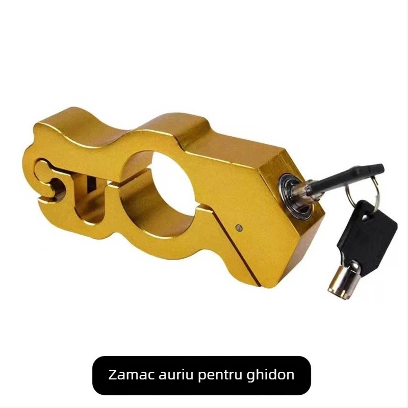 Încuietoare pentru ghidon cu alarmă – model Classic; material aliaj de aluminiu / cupru; compatibil cu vehicule electrice, motociclete și tricicluri; greutate 0.2 kg