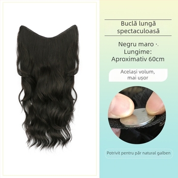 Perucă buclată dintr-o bucată cu volum invizibil, model FP-76/78/79, Jiancai, fibre rezistente la temperaturi înalte