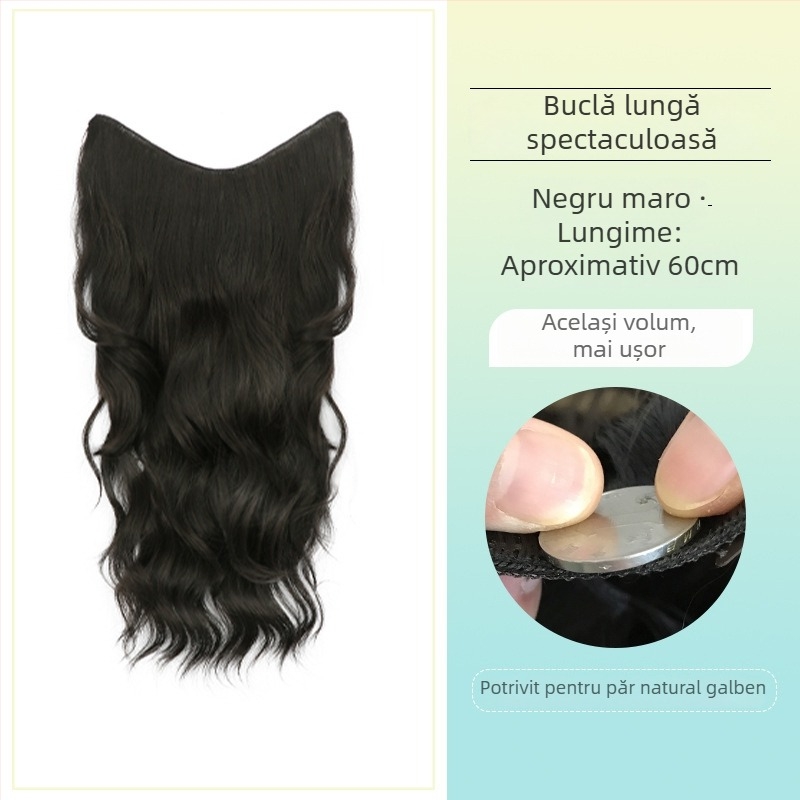 Perucă buclată dintr-o bucată cu volum invizibil, model FP-76/78/79, Jiancai, fibre rezistente la temperaturi înalte