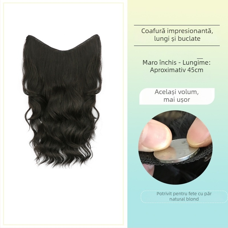 Perucă buclată dintr-o bucată cu volum invizibil, model FP-76/78/79, Jiancai, fibre rezistente la temperaturi înalte