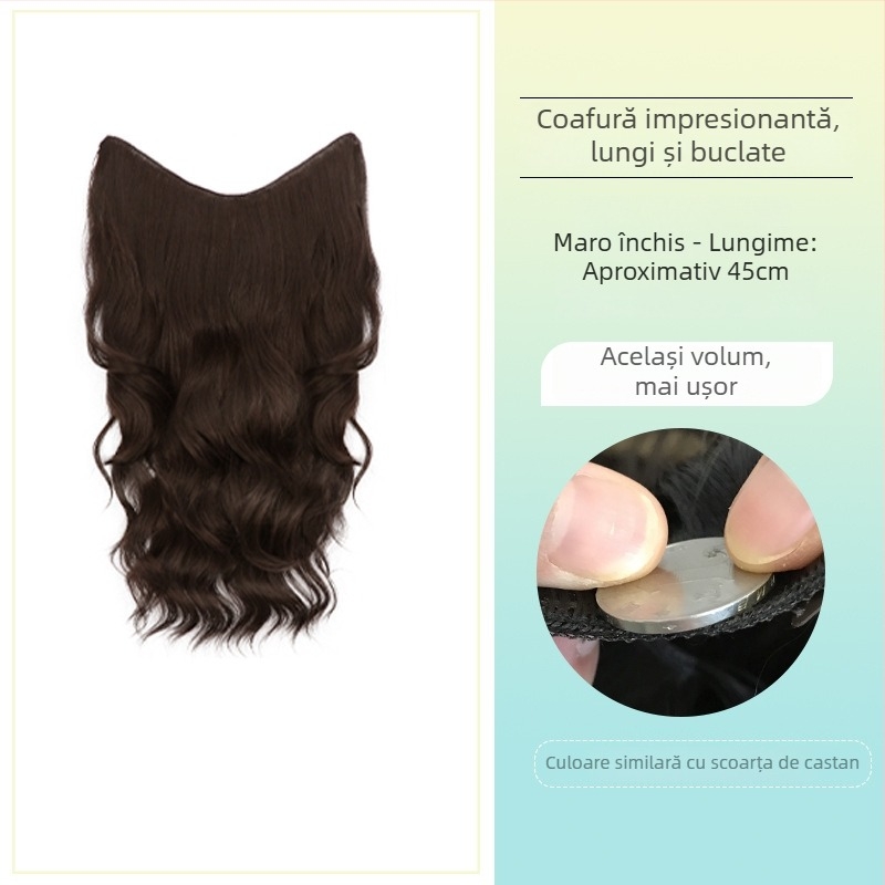 Perucă buclată dintr-o bucată cu volum invizibil, model FP-76/78/79, Jiancai, fibre rezistente la temperaturi înalte