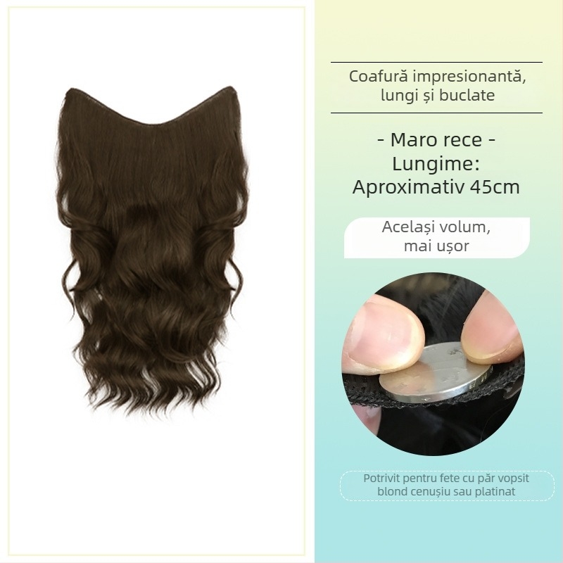 Perucă buclată dintr-o bucată cu volum invizibil, model FP-76/78/79, Jiancai, fibre rezistente la temperaturi înalte