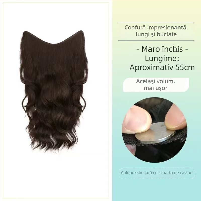 Perucă buclată dintr-o bucată cu volum invizibil, model FP-76/78/79, Jiancai, fibre rezistente la temperaturi înalte