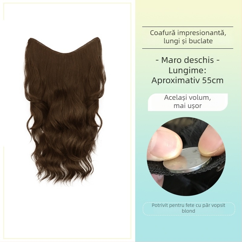 Perucă buclată dintr-o bucată cu volum invizibil, model FP-76/78/79, Jiancai, fibre rezistente la temperaturi înalte