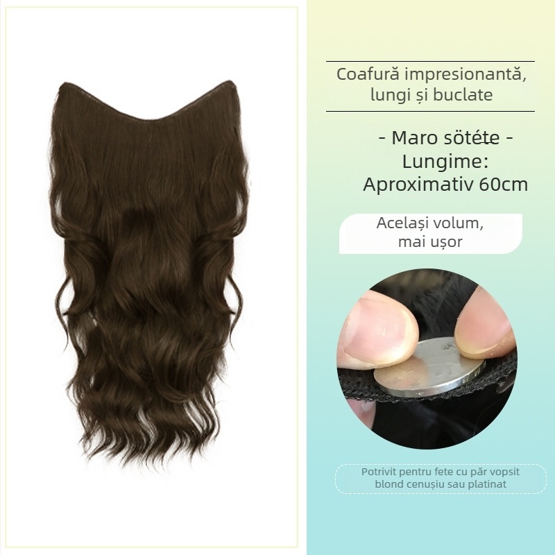 Perucă buclată dintr-o bucată cu volum invizibil, model FP-76/78/79, Jiancai, fibre rezistente la temperaturi înalte