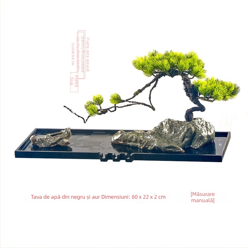 Ornament din piatră pentru acvariu — lucrat manual, suprafață glazurată și lustruită, stil chinezesc nou