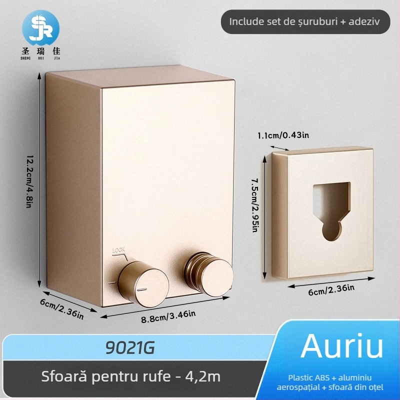 Linie retractabilă de uscat haine, fără găuri, montată pe perete, invizibilă, pentru interior/balcon – ABS + aliaj de aluminiu + sârmă de oțel