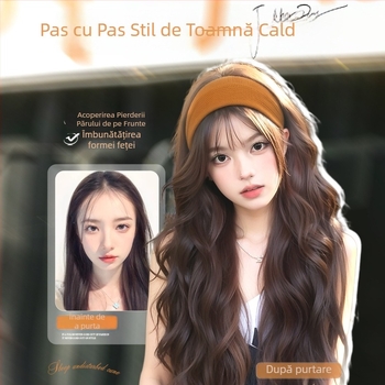 Perucă cu bandă pentru cap, fibre rezistente la temperatură, aspect natural, procesare mecanică, schimbă coafura, potrivită pentru toate formele feței