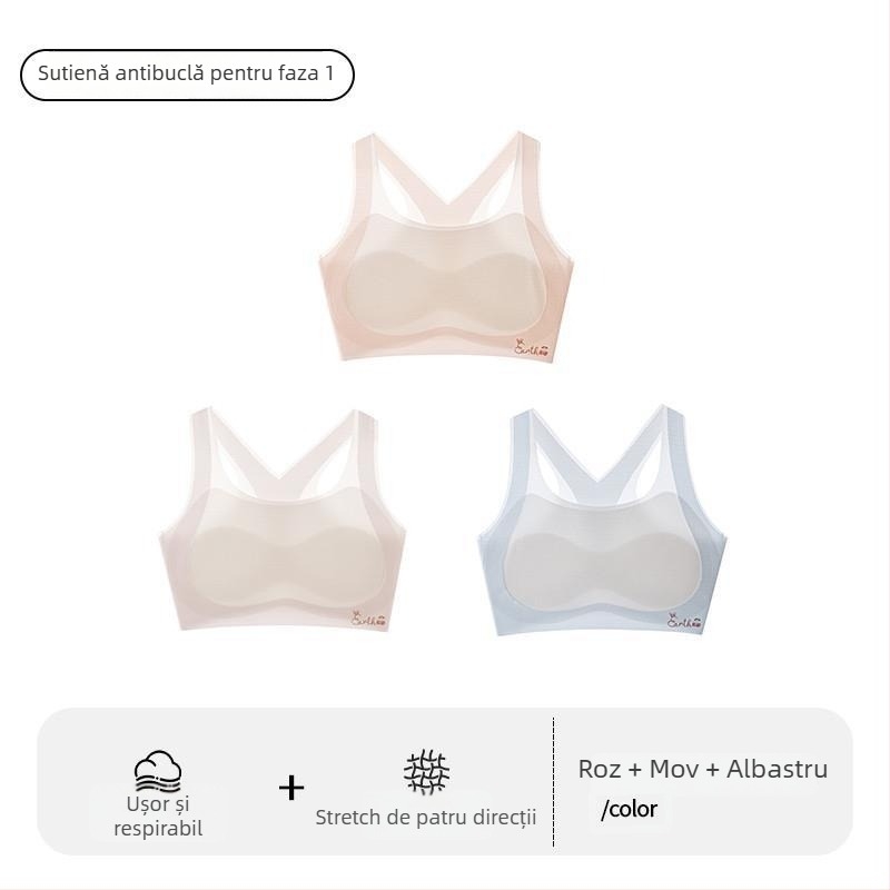Sutien sport pentru fete în perioada de dezvoltare – Primul stadiu, pentru copii peste 8 ani, peste 140 cm înălțime, toate sezoanele, nailon și fibră acrilică