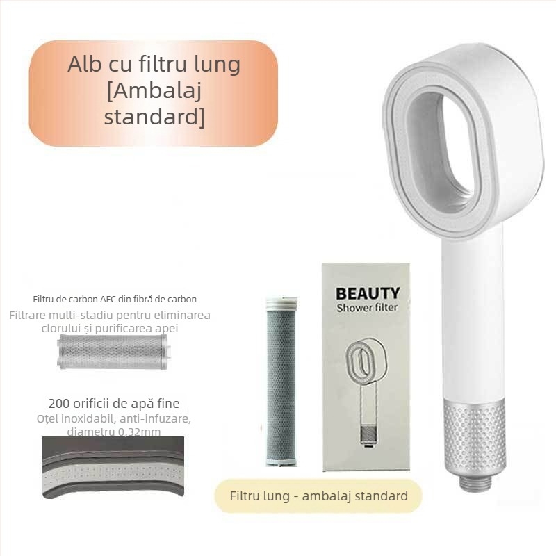 ARTIQUA Duș de mână cu filtru din carbon activ, fibre de carbon pentru eliminarea clorului, purificarea apei, duș tip ploaie