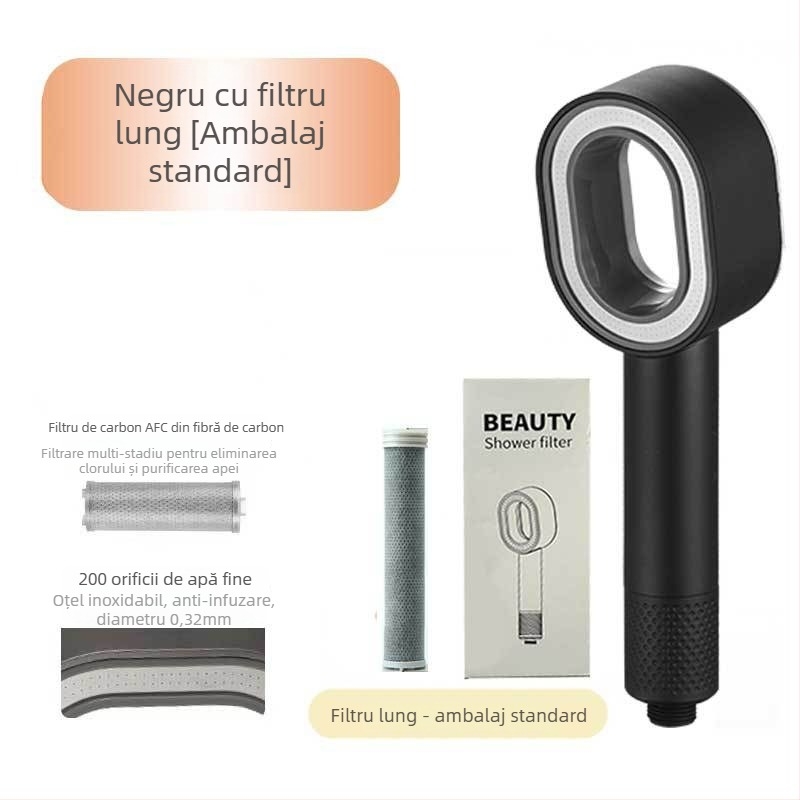 ARTIQUA Duș de mână cu filtru din carbon activ, fibre de carbon pentru eliminarea clorului, purificarea apei, duș tip ploaie