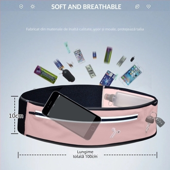 Geantă de talie sport, impermeabilă, Lycra, căptușită cu poliester, pentru activități în aer liber