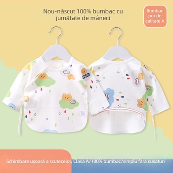 Top pentru nou-născuți din bumbac, finisare periată, decolteu în V, 95–100% bumbac, pentru 0–12 luni, toate anotimpurile