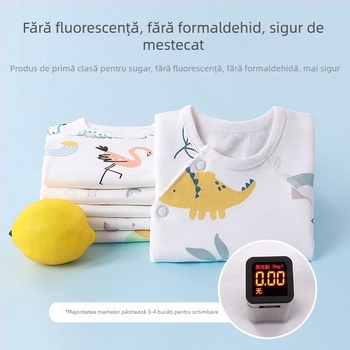 Top pentru nou-născuți din bumbac, finisare periată, decolteu în V, 95–100% bumbac, pentru 0–12 luni, toate anotimpurile