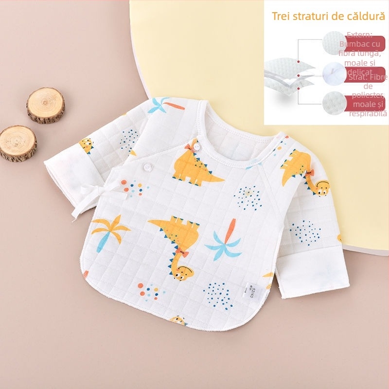 Top pentru nou-născuți din bumbac, finisare periată, decolteu în V, 95–100% bumbac, pentru 0–12 luni, toate anotimpurile