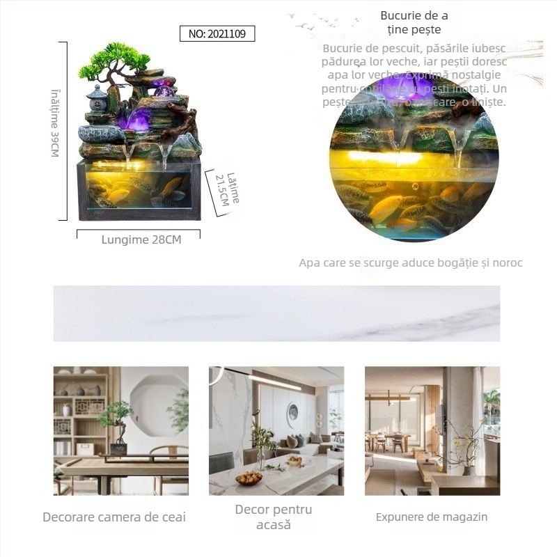 Fântână decorativă de birou - Rășină - Stil simplu și modern