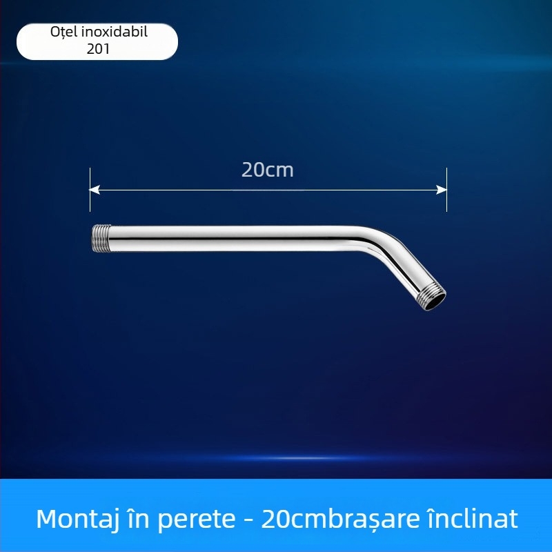 Brat de duș cu cot rotund ascuns, oțel inoxidabil, stil modern minimalist, duză de pulverizare superioară