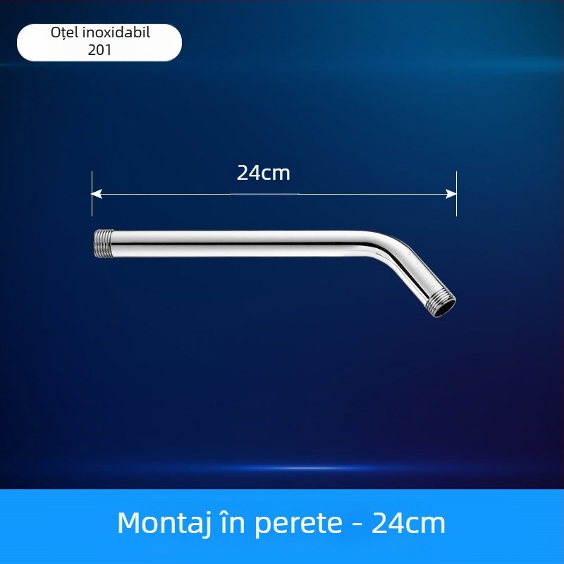 Brat de duș cu cot rotund ascuns, oțel inoxidabil, stil modern minimalist, duză de pulverizare superioară