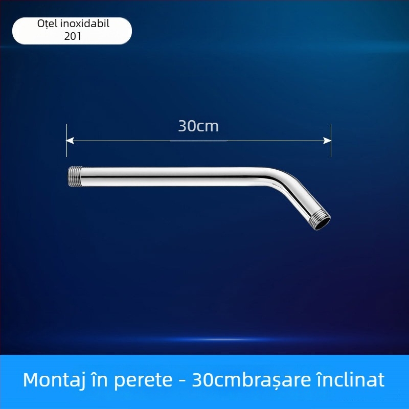 Brat de duș cu cot rotund ascuns, oțel inoxidabil, stil modern minimalist, duză de pulverizare superioară