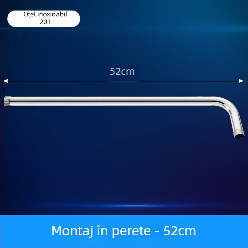 Brat de duș cu cot rotund ascuns, oțel inoxidabil, stil modern minimalist, duză de pulverizare superioară