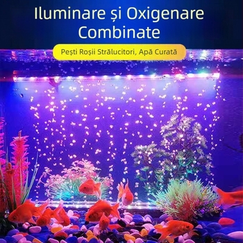 Lampă cu bule pentru acvariu, lampă impermeabilă de oxigenare, bandă cu bule, iluminare colorată pentru acvariu