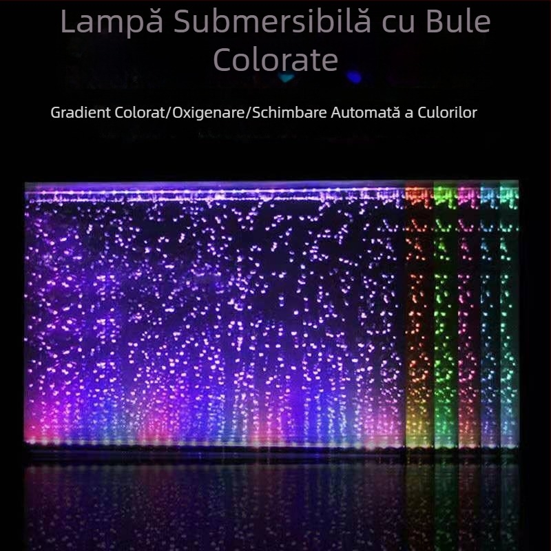 Lampă cu bule pentru acvariu, lampă impermeabilă de oxigenare, bandă cu bule, iluminare colorată pentru acvariu